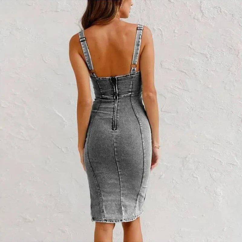Lenoir™ | Robe Camisole Moulante en Denim